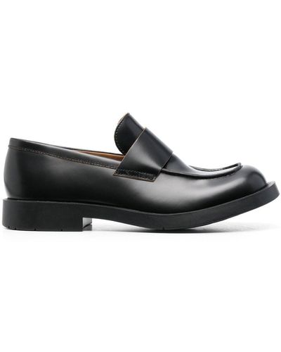 Camper Square-toe Leather Loafers - Black