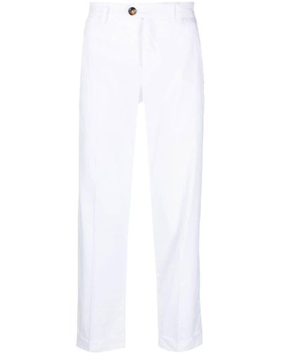 PT Torino Pantalon en lin à coupe droite - Blanc