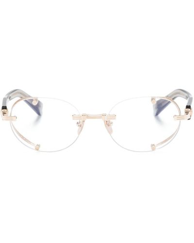 BALMAIN EYEWEAR Brille mit rundem Gestell - Weiß
