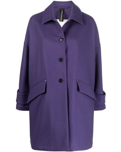 Mackintosh Humbie Wool Overcoat - Purple