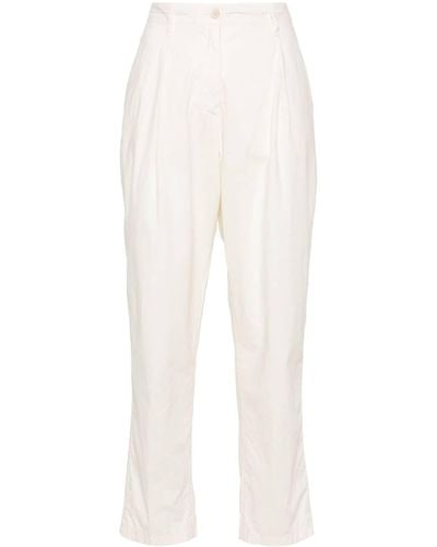 Aspesi Cotton Pleat-detail Tapered Trousers - Wit