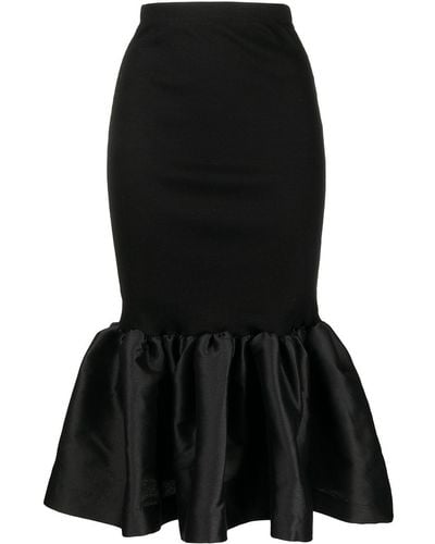 Marques'Almeida Peplum-hem Midi Skirt - Black