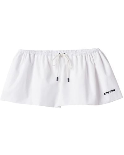 Miu Miu Flared Poplin Miniskirt - White