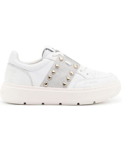 Love Moschino Logo-embossed Leather Trainers - White