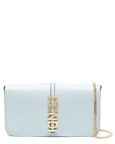 Fendi Graphy Leren Schoudertas - Blauw