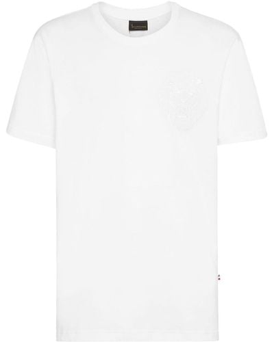 Billionaire Lion-embroidered Cotton T-shirt - White