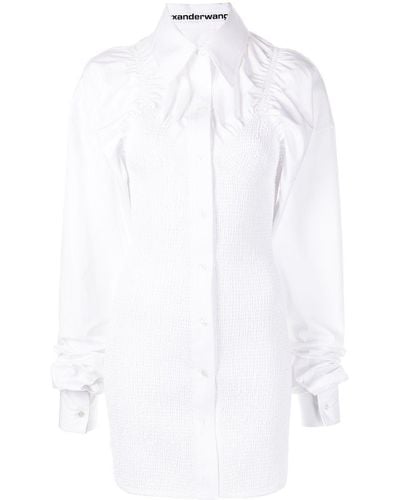 Alexander Wang Shirred Hourglass Shirt Dress - White