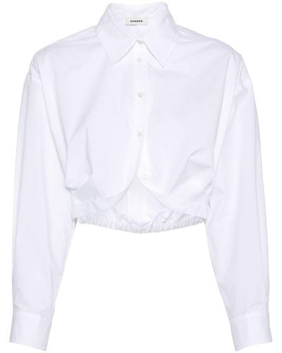 Sandro Cropped-Hemd aus Baumwolle - Weiß