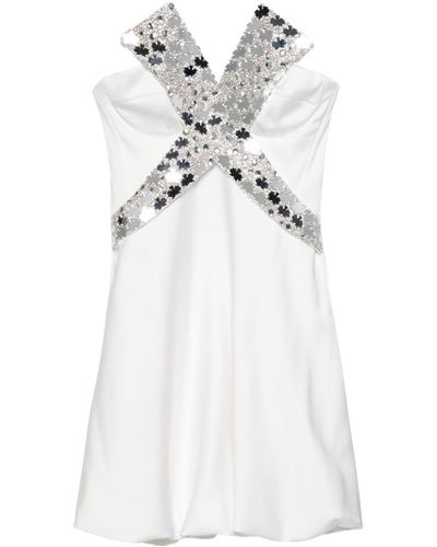 Genny Mirror-detail Satin Mini Dress - White
