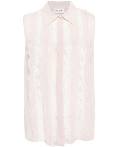 P.A.R.O.S.H. Lace-panelling Sleveless Blouse - White