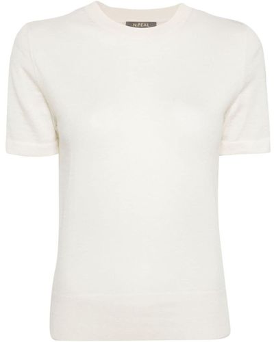 N.Peal Cashmere Isla Cashmere Knitted T-shirt - White
