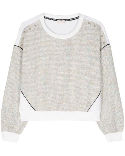 Liu Jo Round-neck Tweed Sweatshirt - White