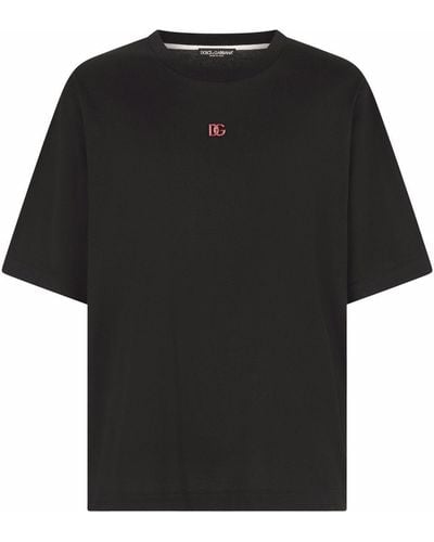 Dolce & Gabbana T-shirt à plaque logo - Noir
