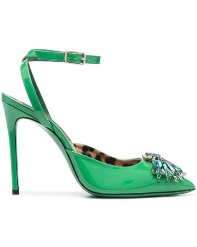 Philipp Plein Vernice 110mm Crystal-embellished Court Shoes - Green