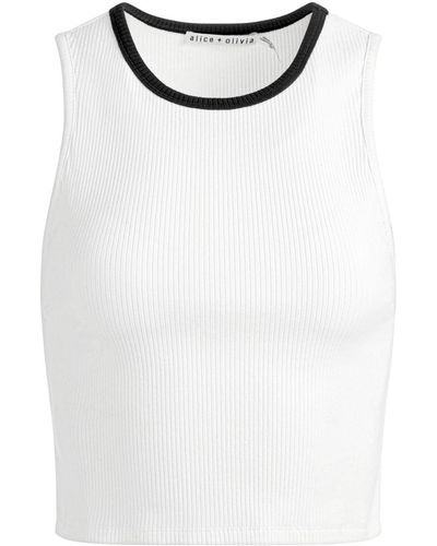 Alice + Olivia Andre ribbed cropped tank top - Weiß