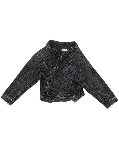 Balenciaga Rhinestone-embellished Denim Jacket - Black