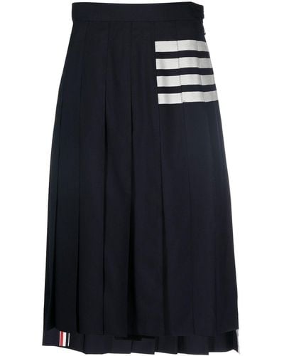 Thom Browne Stripe-print Pleated Skirt - Blue