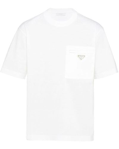 Prada Katoenen T-shirt Met Logoplakkaat - Wit