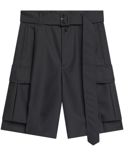Dries Van Noten Belted Wool Cargo Shorts - Black