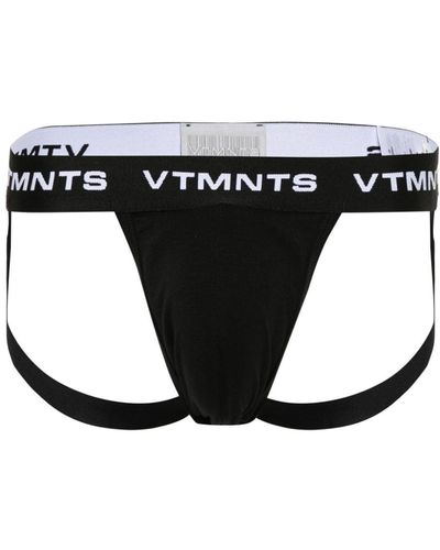VTMNTS Logo-waistband Cotton Jockstrap - Black