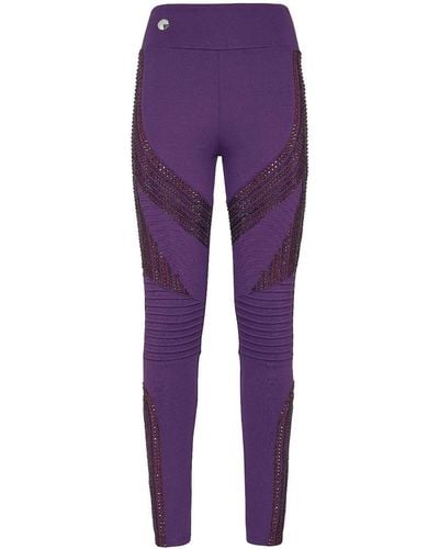 Philipp Plein Rhinestone-embellished leggings - Purple