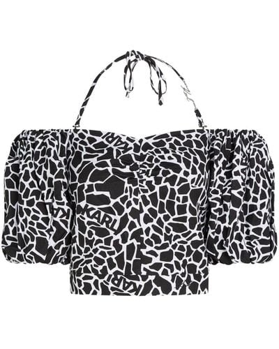 Karl Lagerfeld Giraffe-print Off-shoulder Blouse - Black