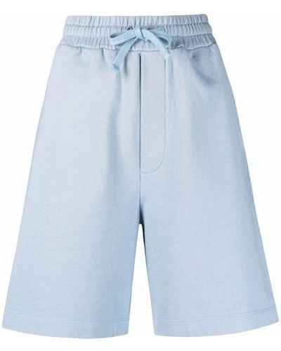 Nanushka Pantalones cortos de chándal con logo bordado - Azul