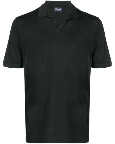 Drumohr Poloshirt Met V-hals - Zwart