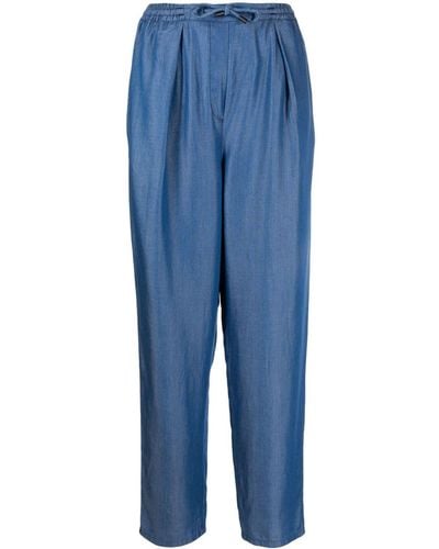 Emporio Armani High-waist Drawstring Pants - Blue