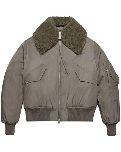 Ami Paris Oversized-collar Zip-up Jacket - Grey