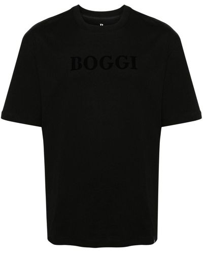 BOGGI Flocked-logo Cotton T-shirt - Black