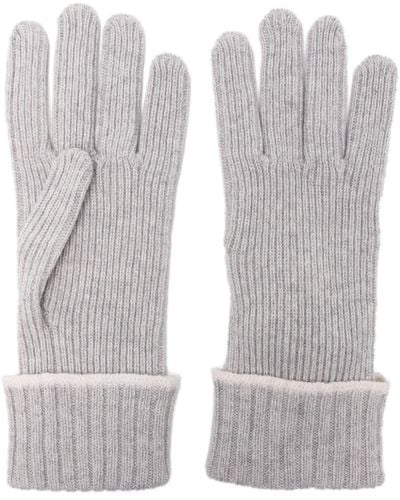Eleventy Contrasting-trim Cashmere Gloves - Grey