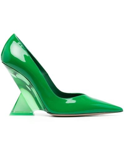 The Attico Patent Leather Cheope 95mm Court Shoes - Green