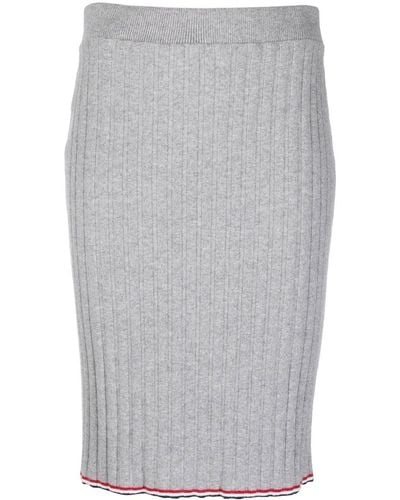 Thom Browne Ribbed-knit Cashmere Pencil Skirt - Grey