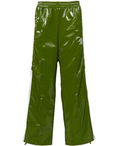 Doublet Laminate Track Embroidered Track Trousers - Green