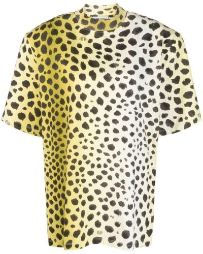 The Attico Kilie Cheetah-print Cotton T-shirt - Yellow