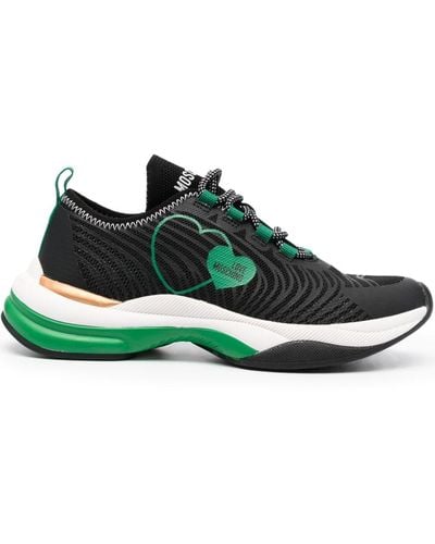 Love Moschino Sneakers con stampa a cuore - Verde