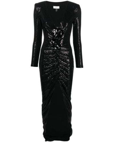 Nissa Sequin-embellished Ruched Maxi Dress - Black
