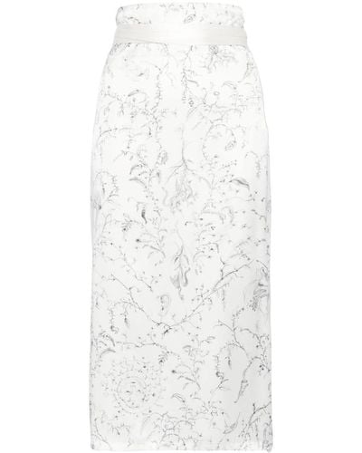 Fabiana Filippi Illustration-print satin wrap skirt - Weiß