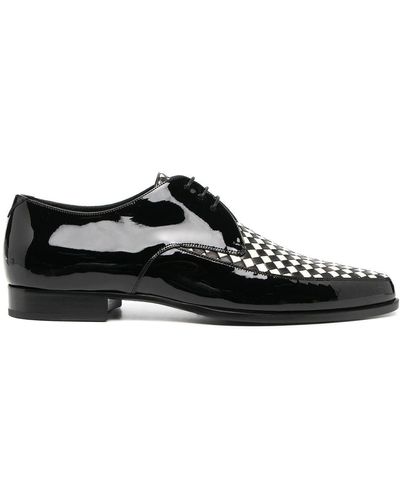 Saint Laurent Checkerboard Derby Shoes - Black