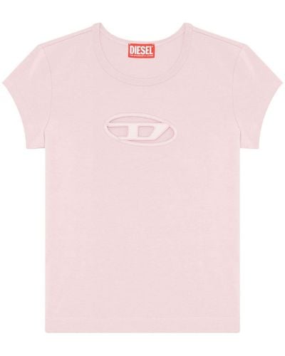 DIESEL T-Angie T-Shirt mit rundem Ausschnitt - Pink