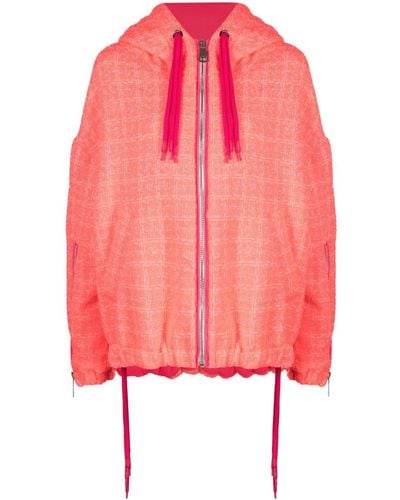 Khrisjoy Tweed Drawstring Hood Jacket - Pink