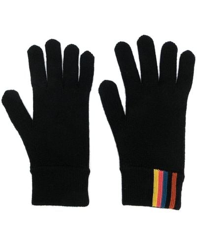 Paul Smith Stripe-print Wool Gloves - Black