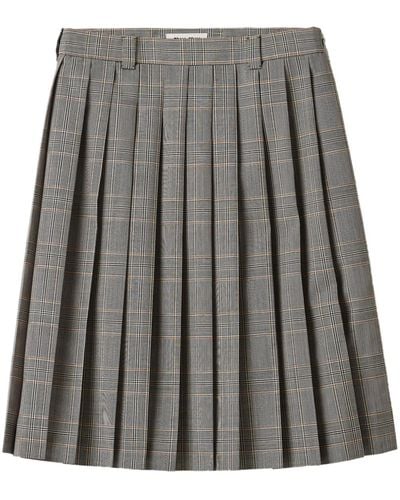 Miu Miu Prince Of Wales Check Pleated Skirt - Grey