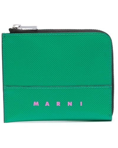 Marni Portemonnaie mit Logo-Print - Grün