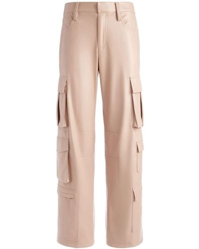 Alice + Olivia Luis Faux-leather Cargo Trousers - Natural