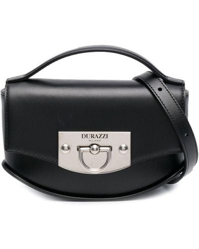 DURAZZI MILANO Flip-lock Leather Shoulder Bag - Black