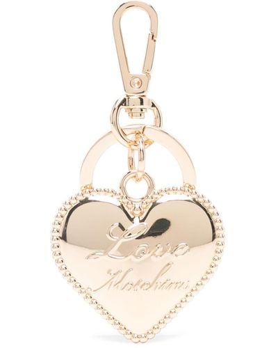 Love Moschino Logo-embossed Heart Keyring - Natural