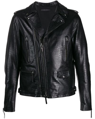 Giuseppe Zanotti Croc Leather Jacket - Black
