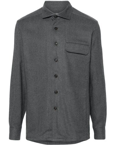 Corneliani Spread-collar Cotton Shirt - Gray
